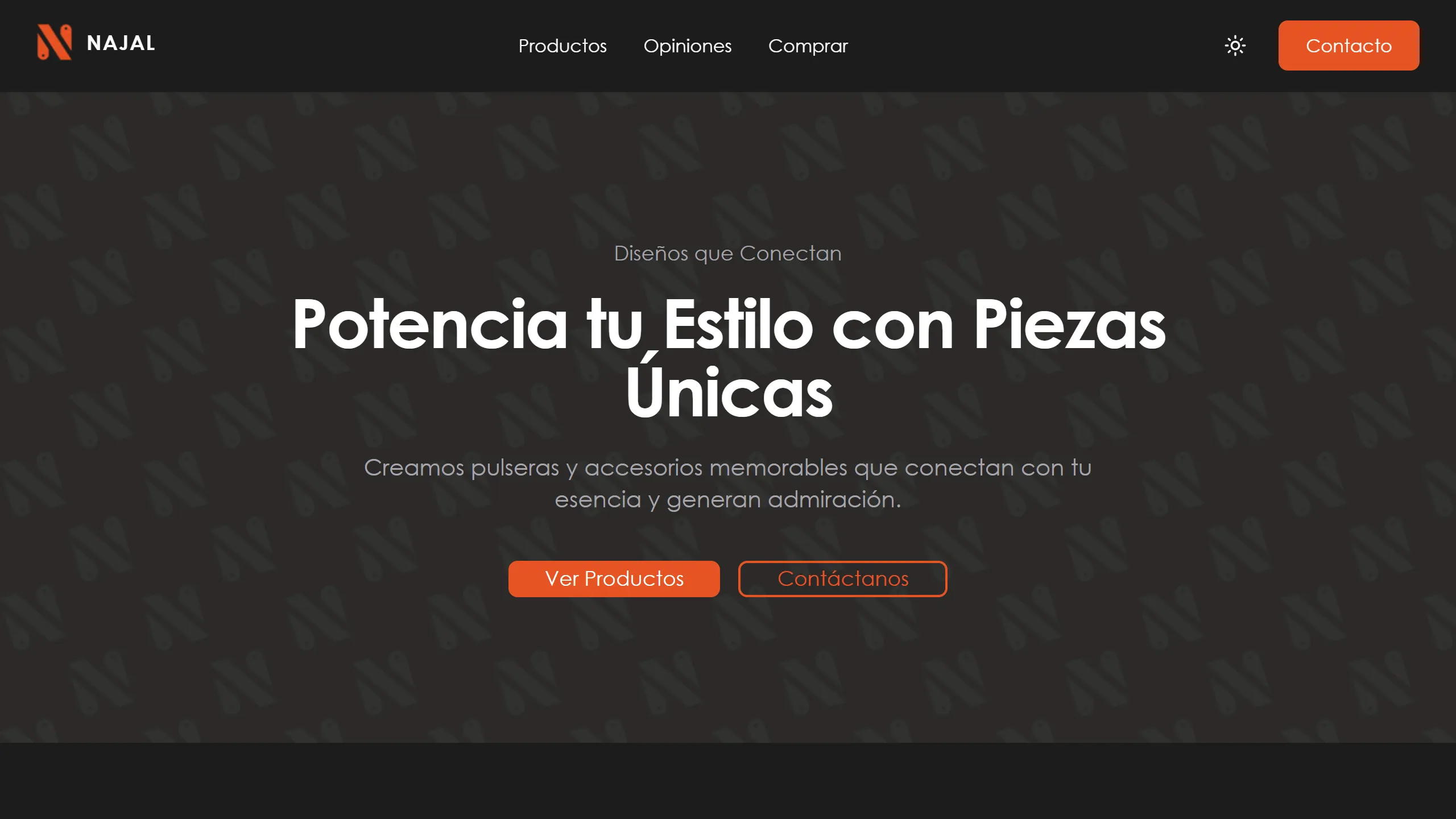 Vista previa de la landing page de Najal Pulseras